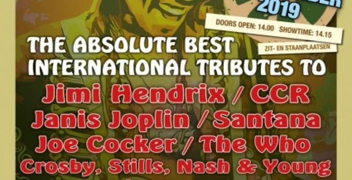 Didam. Woodstock met beste tribute bands!. Jimi Hendrix, The Who, Cocker, Led Zeppelin en v.a.!